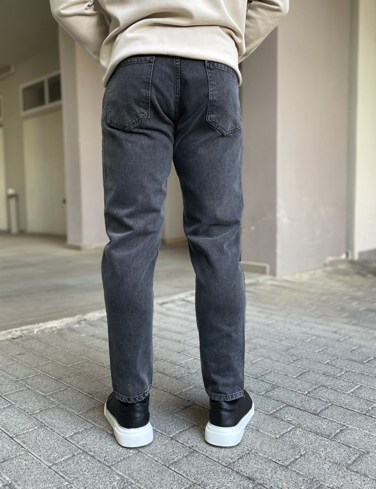 Ανδρικό μαύρο σταθερό Loose Jean πεντάτσεπο με φερμουάρ 2023 φωτογραφία